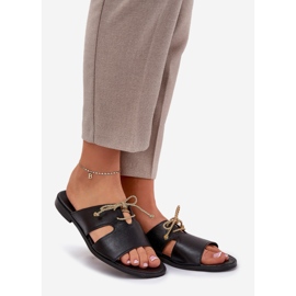 Women's leather flip flops Zazoo 3022 Black 1