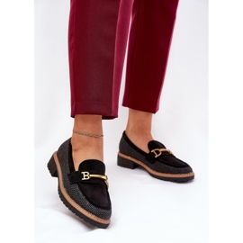 Women's loafers with braid and golden detail black 2