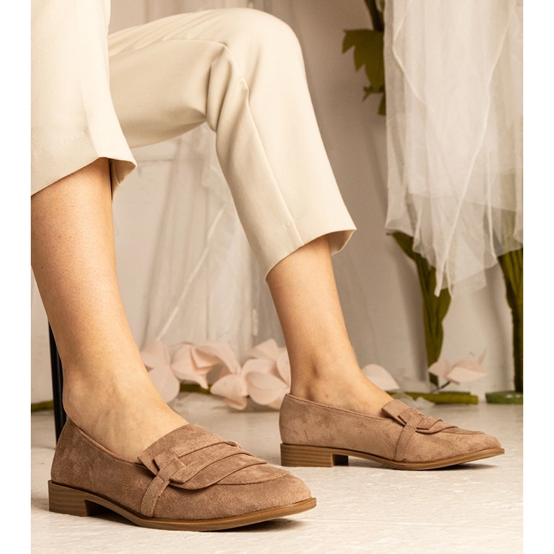 Brown women's classic loafers from ekozamszu 1