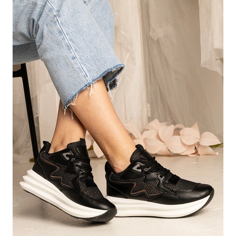 Black sneakers with a holographic element 1 Black sneakers with a holographic element 1