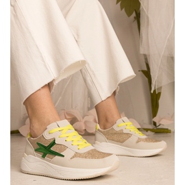 Beige women's sports sneakers with glitter 1 Beige women's sports sneakers with glitter 1