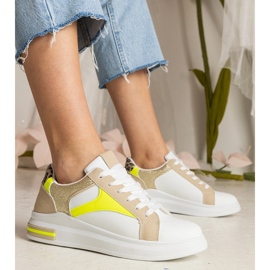 White women's sneakers with the addition of glitter and leopards 1