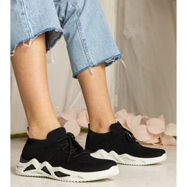 Black women's sneakers with a socking upper 1 Black women's sneakers with a socking upper 1