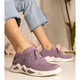 Violet women's sneakers with a socking upper 1
