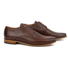 Olivier Men's elegant leather shoes 483 in a dark brown color 2