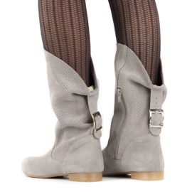 Olivier Openwork Elena boots gray grey 5