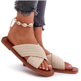 Women's flip flops made of Big Star NN274078 beige 4 Women's flip flops made of Big Star NN274078 beige 4