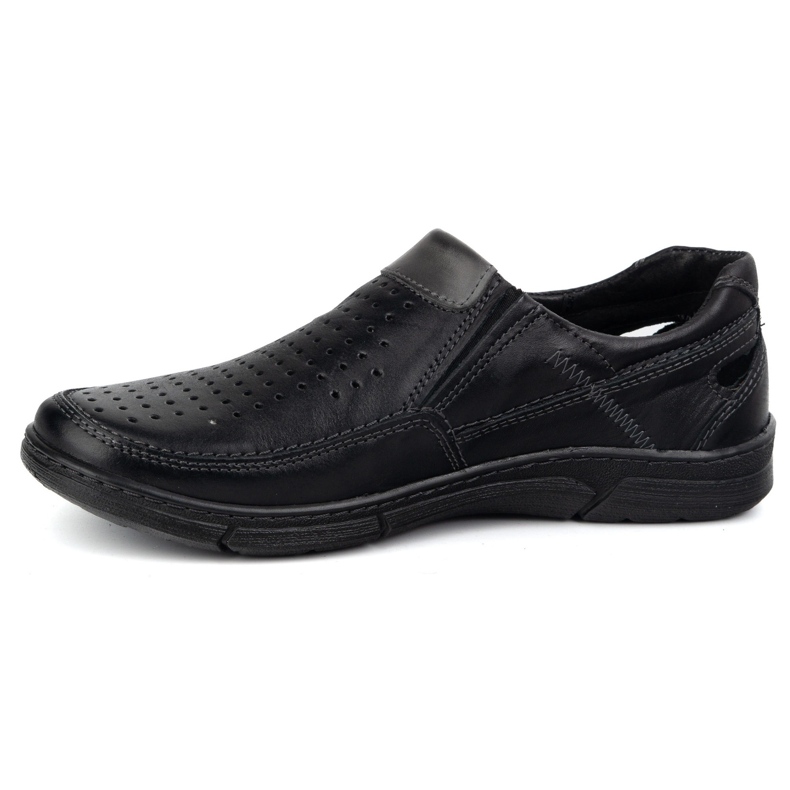 Olivier Men's leather loafers for summer 602 black 1