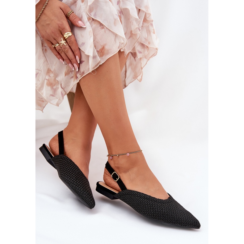 Ballerinas with braid and pointed toes black 1