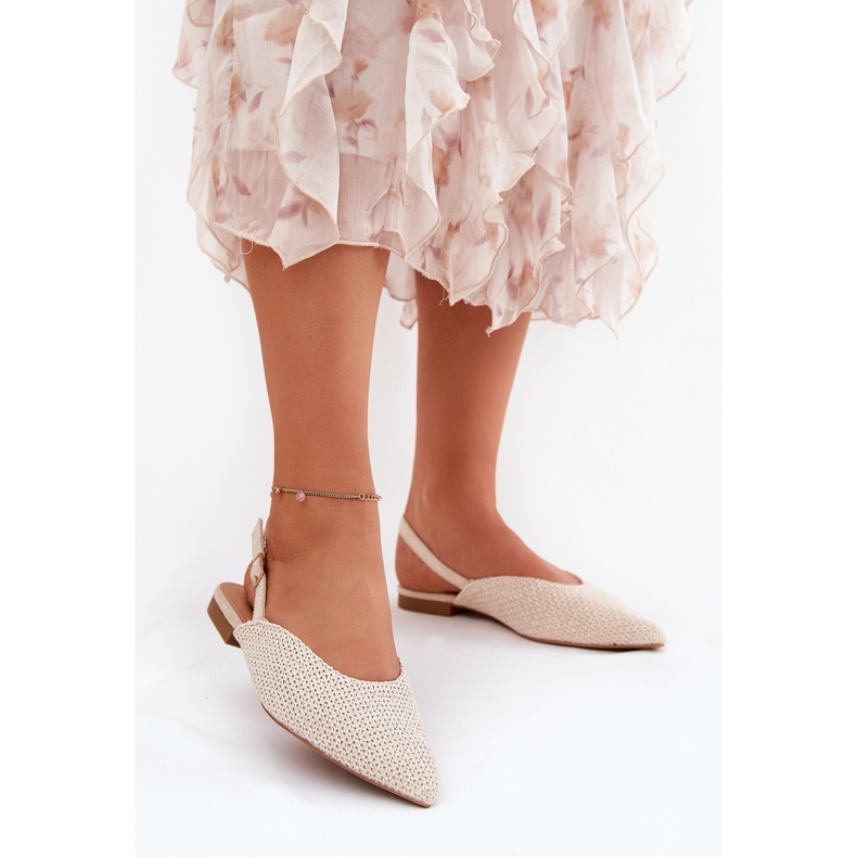 Ballerinas with braid and pointed toes beige 2