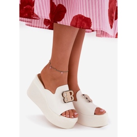 Slippers on the platform and wedges with a white ornament 1