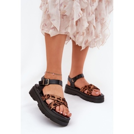 Women's sandals on the Platform with leopard print brown 2