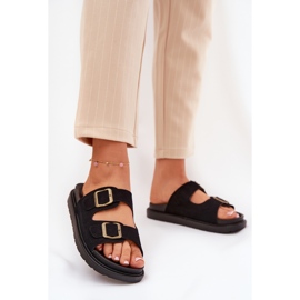 Women's flip flops on the platform with black buckles 2