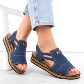 Comfortable Rieker W RKR684 jeans platform sandals 2