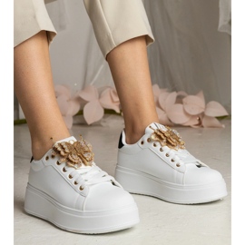 Black and white sneakers decorated with a butterfly with zircons 2