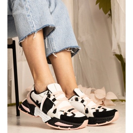 Pink women's sneakers with a massive sole black 2 Pink women's sneakers with a massive sole black 2