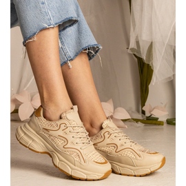 Beige women's sports sneakers 2