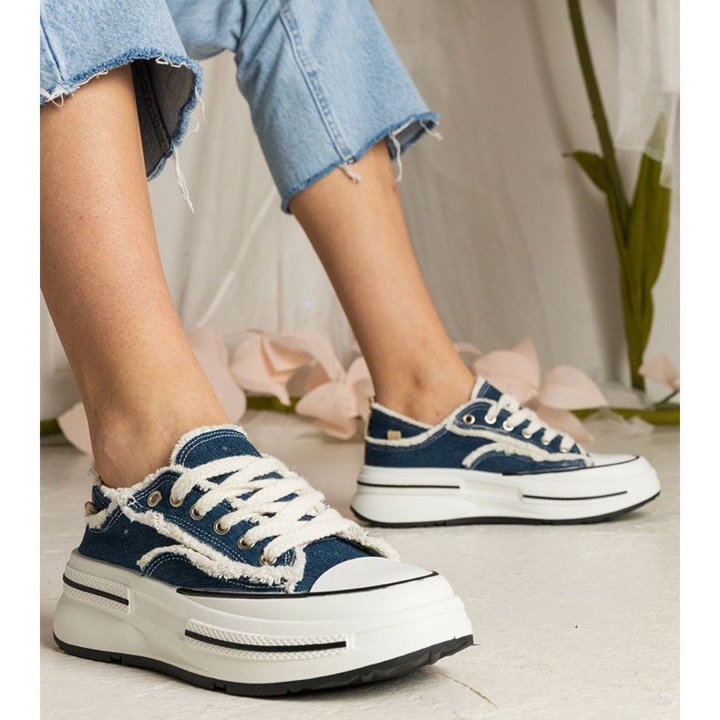 Blue women's sneakers on a high sole 1 Blue women's sneakers on a high sole 1