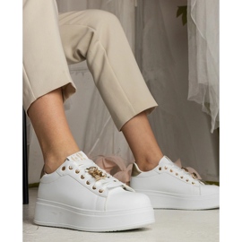 Women's white and gold sneakers decorated with stones 1 Women's white and gold sneakers decorated with stones 1
