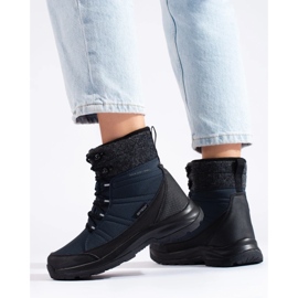 DK navy blue lace-up women's snow boots black 1
