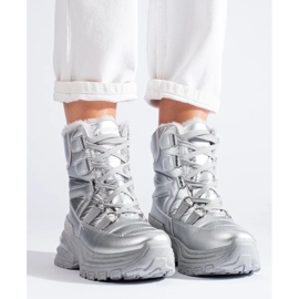 W. Potocki Women's silver snow boots with fur from Potocki 1