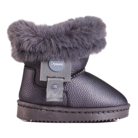 Girls' gray snow boots with fur grey 1