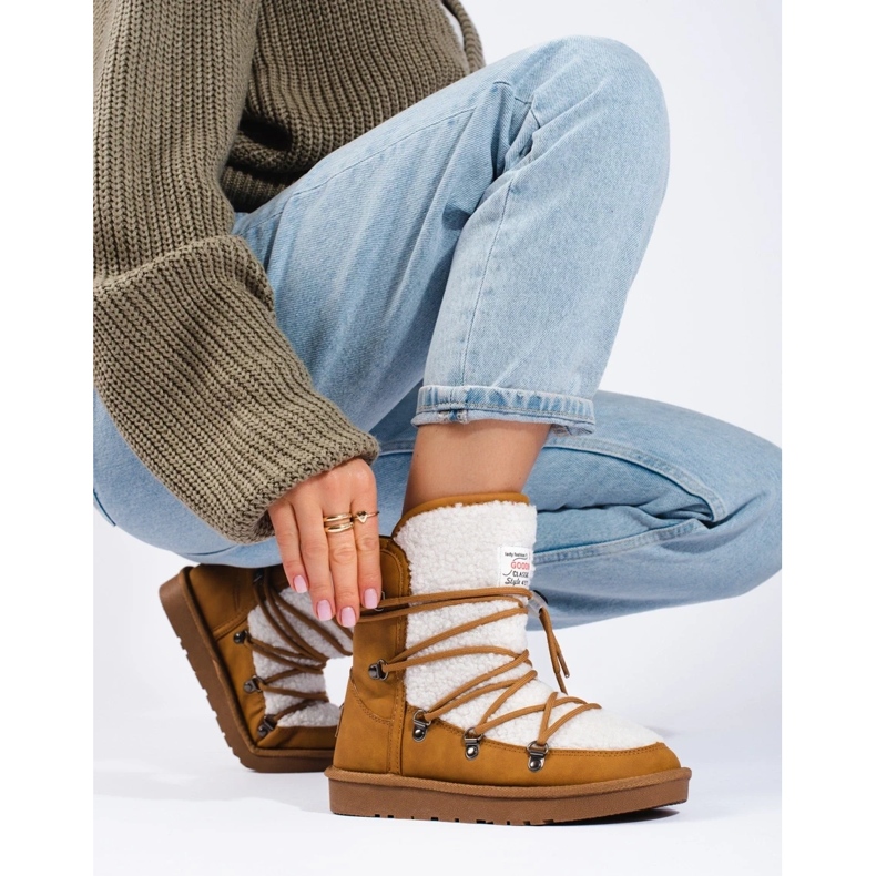 Warm camel women's snow boots brown 2