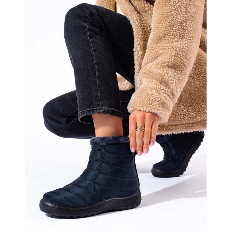 W. Potocki Navy blue women's over-the-ankle snow boots by Potocki 1