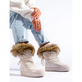 Shelovet women's cream snow boots with fur golden 1 Shelovet women's cream snow boots with fur golden 1