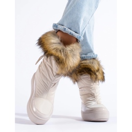 Shelovet women's cream snow boots with fur golden 2 Shelovet women's cream snow boots with fur golden 2