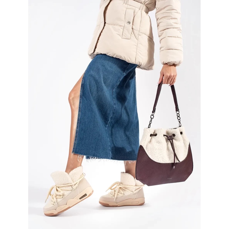 Seastar Beige women's snow boots with a thick sole 1