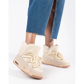 Seastar Beige women's snow boots with a thick sole 2