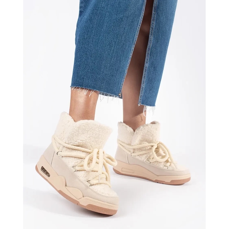 Seastar Beige women's snow boots with a thick sole 2