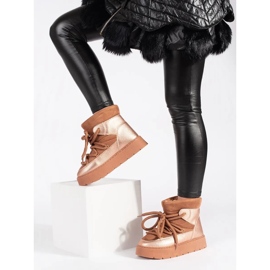 Women's brown lace-up snow boots with a thick sole 2