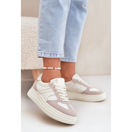 Women's Platform Sneakers, Beige 2