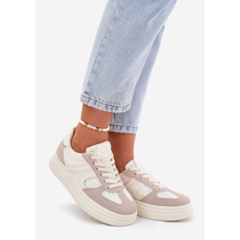 Women's Platform Sneakers, Beige 1