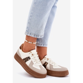 Women's sneakers on the platform leopard beige 1