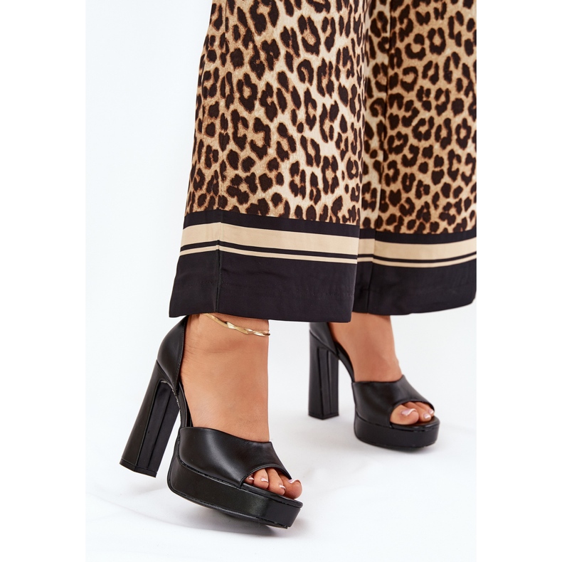 Women's sandals on the post and platform Eco Leather Black 2 Women's sandals on the post and platform Eco Leather Black 2