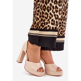 Women's sandals on the post and platform eco leather beige 1