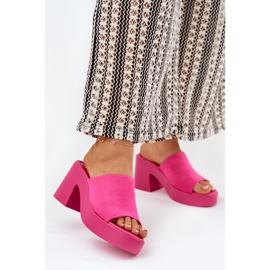 Women's flip flops on the pillar and platform fuchsia pink 2