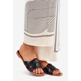 Flat women's flip flops with black stripes 1