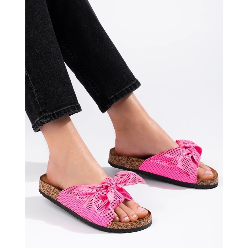 Comfortable flip-flops with a bow pink 1