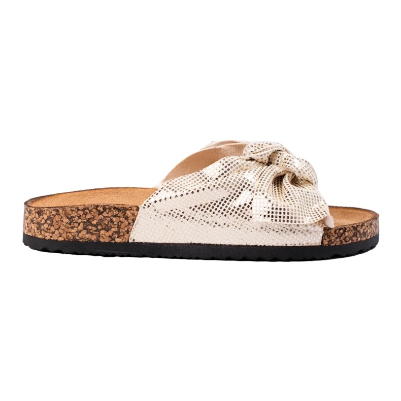 Comfortable flip-flops with a bow golden 2