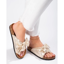Comfortable flip-flops with a bow golden 1