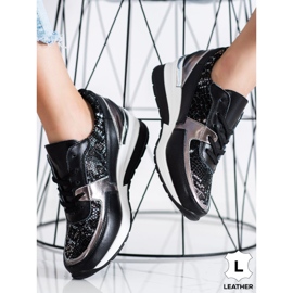 Goodin Black Leather Snake Print Sneakers 2