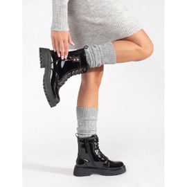 Lacquered Lace-up Booties black 1 Lacquered Lace-up Booties black 1