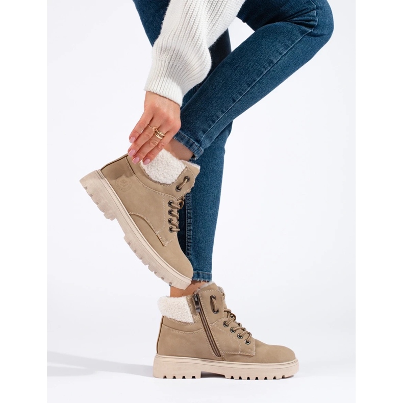 Stylish Trappers Made of Eco Leather beige 2