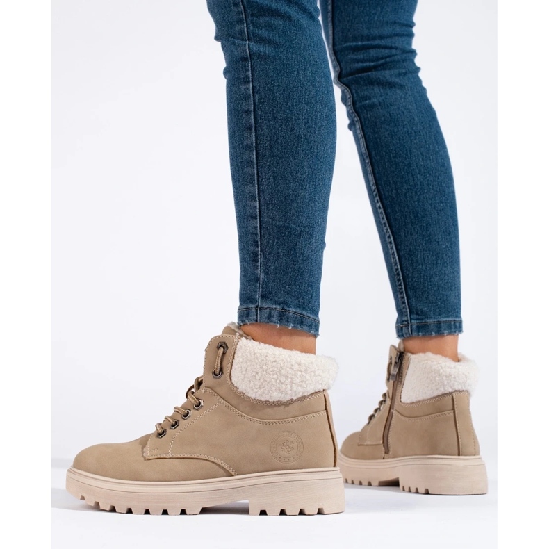 Stylish Trappers Made of Eco Leather beige 1