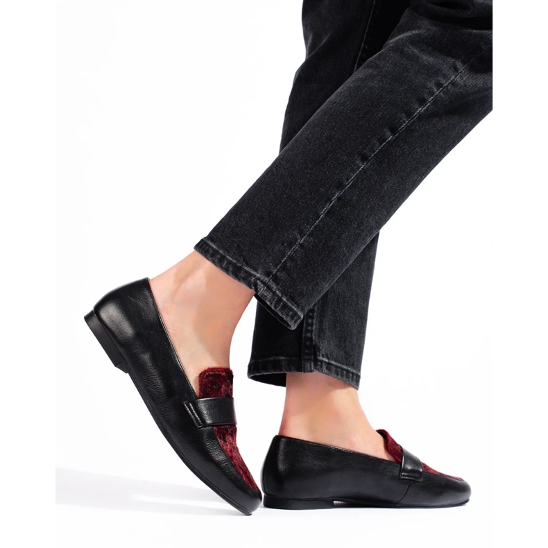 Black and burgundy low boots with fur 2 Black and burgundy low boots with fur 2