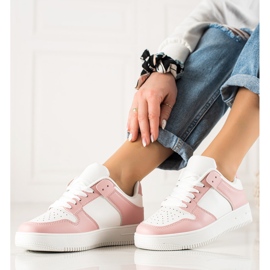 TRENDI Sport shoes made of eco leather white pink 2